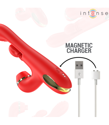 INTENSE KATY ESTIMULADOR CLITORIS MULTIFUNCION 4 CABEZALES INTERCAMBIABLES ROJO