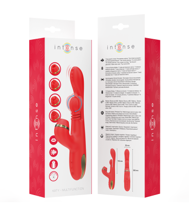 INTENSE KATY ESTIMULADOR CLITORIS MULTIFUNCION 4 CABEZALES INTERCAMBIABLES ROJO