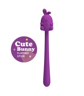 PRETTY LOVE CUTE BUNNY FLIRTING STICK FLEXIBLE VIBRATOR USB RECHARGEABLE PURPLE