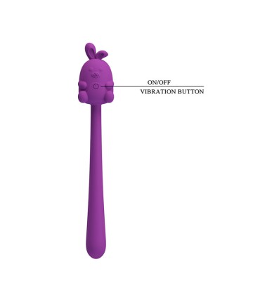 PRETTY LOVE CUTE BUNNY FLIRTING STICK FLEXIBLE VIBRATOR USB RECHARGEABLE PURPLE