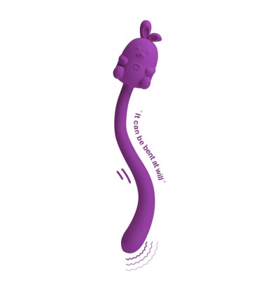 PRETTY LOVE CUTE BUNNY FLIRTING STICK FLEXIBLE VIBRATOR USB RECHARGEABLE PURPLE