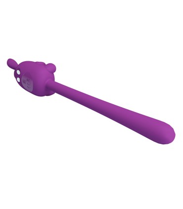 PRETTY LOVE CUTE BUNNY FLIRTING STICK FLEXIBLE VIBRATOR USB RECHARGEABLE PURPLE