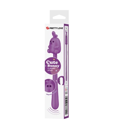 PRETTY LOVE CUTE BUNNY FLIRTING STICK FLEXIBLE VIBRATOR USB RECHARGEABLE PURPLE