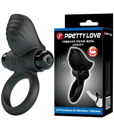 PRETTY LOVE ADRIEN VIBRATING PENIS RING 10 FUNCTIONS BLACK