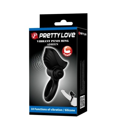 PRETTY LOVE ADRIEN VIBRATING PENIS RING 10 FUNCTIONS BLACK