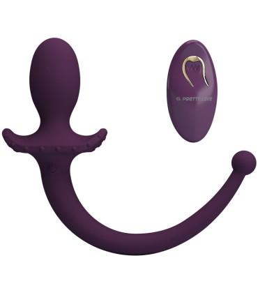 PRETTY LOVE LIOEA VIBRATING ANAL PLUG WITH TAIL 12 FUNCTIONS PURPLE REMOTE CONTROL