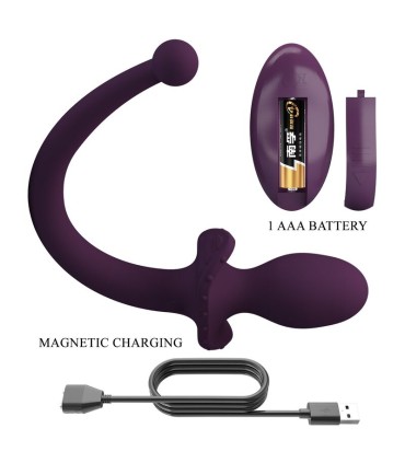 PRETTY LOVE LIOEA VIBRATING ANAL PLUG WITH TAIL 12 FUNCTIONS PURPLE REMOTE CONTROL