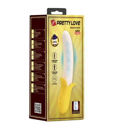 PRETTY LOVE BANANA GEEK SUPER POWER 7 VIBRACIONES UPDOWN SILICONA NEGRO