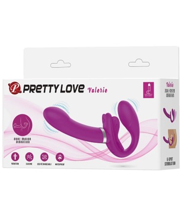 PRETTY LOVE VALERIE VIBRADOR DOBLE STRAP ON 12 VIBRACIONES MORADO