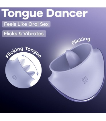 SATISFYER TONGUE DANCER CLITORAL STIMULATOR WITH VIBRATION AND PULSATIONS LILAC