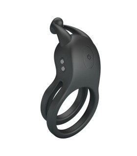 PRETTY LOVE GOODWIN RECHARGEABLE DOUBLE VIBRATING COCK RING BLACK