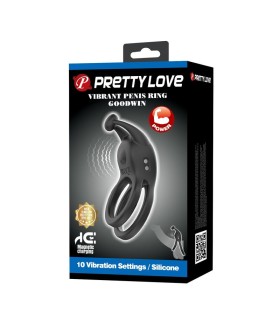 PRETTY LOVE GOODWIN RECHARGEABLE DOUBLE VIBRATING COCK RING BLACK