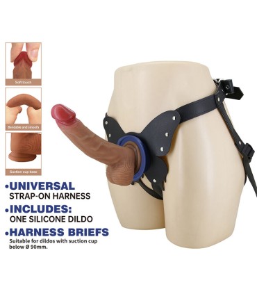 PRETTY LOVE YETI STRAP ON HARNESS WITH SUCTION DILDO FLESH