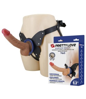 PRETTY LOVE YETI STRAP ON HARNESS WITH SUCTION DILDO FLESH