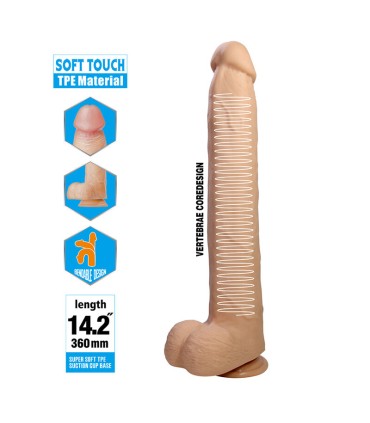 PRETTY LOVE DANY FLEXIBLE REALISTIC DILDO WITH SUCTION CUP 36 CM O 56 CM