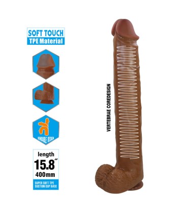 PRETTY LOVE PAT REALISTIC FLEXIBLE DILDO WITH SUCTION CUP 40 CM O 6 CM BROWN