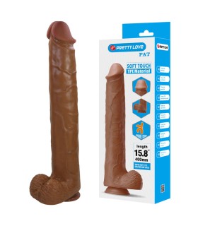PRETTY LOVE PAT REALISTIC FLEXIBLE DILDO WITH SUCTION CUP 40 CM O 6 CM BROWN