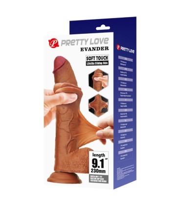 PRETTY LOVE EVANDER FLEXIBLE REALISTIC DILDO WITH SUCTION CUP 23 CM O 49 CM
