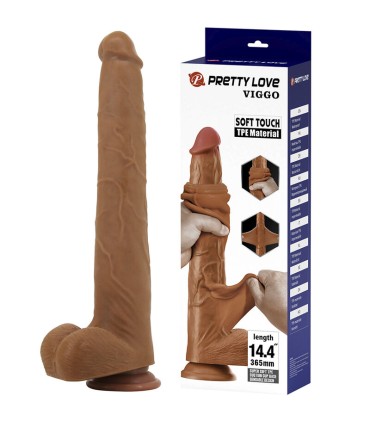 PRETTY LOVE VIGGO REALISTIC SOFT TOUCH SKIN SLIDING DILDO 365 CM BROWN