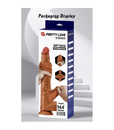 PRETTY LOVE VIGGO REALISTIC SOFT TOUCH SKIN SLIDING DILDO 365 CM BROWN