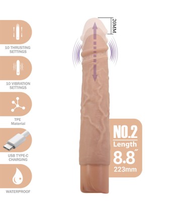 PRETTY LOVE KESSLER REALISTIC VIBRATING DILDO WITH 10 VIBRATION MODES AND 10 THROWS 22 CM NATURAL