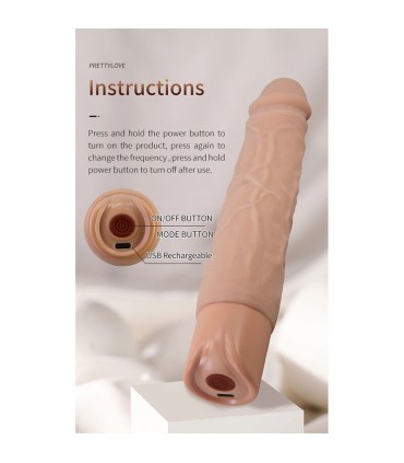 PRETTY LOVE KESSLER REALISTIC VIBRATING DILDO WITH 10 VIBRATION MODES AND 10 THROWS 22 CM NATURAL