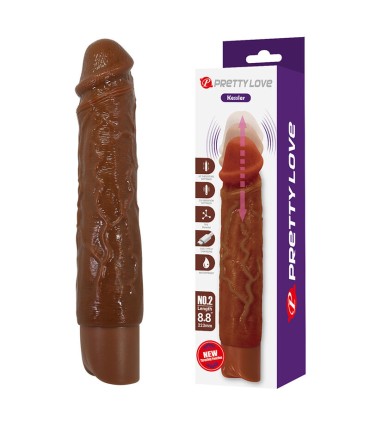 PRETTY LOVE KESSLER REALISTIC VIBRATING DILDO WITH 10 VIBRATION MODES AND 10 THROWS 22 CM BROWN