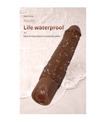 PRETTY LOVE KESSLER REALISTIC VIBRATING DILDO WITH 10 VIBRATION MODES AND 10 THROWS 22 CM BROWN