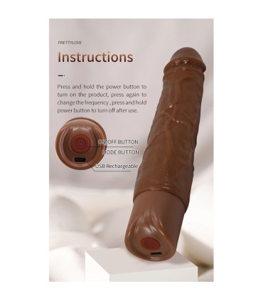 PRETTY LOVE KESSLER REALISTIC VIBRATING DILDO WITH 10 VIBRATION MODES AND 10 THROWS 22 CM BROWN