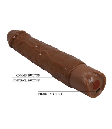 PRETTY LOVE KESSLER REALISTIC VIBRATING DILDO WITH 10 VIBRATION MODES AND 10 THROWS 22 CM BROWN