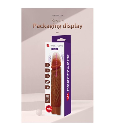 PRETTY LOVE KESSLER REALISTIC VIBRATING DILDO WITH 10 VIBRATION MODES AND 10 THROWS 22 CM BROWN