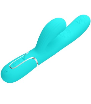 PRETTY LOVE PERLITA VIBRADOR PUNTO G 3 EN 1 MULTIFUNCION VERDE AGUA