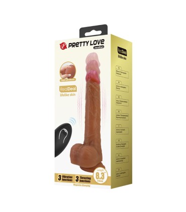 PRETTY LOVE JONATHAN REALISTIC THRUSTING VIBRATOR WITH REMOTE CONTROL BROWN