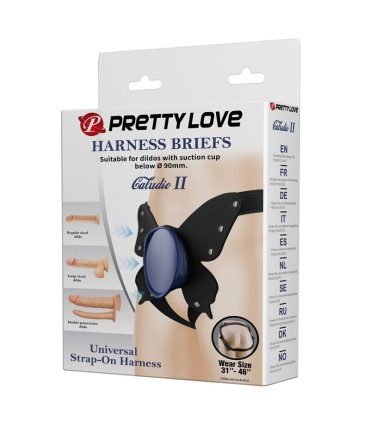 PRETTY LOVE UNIVERSAL STRAP ON HARNESS BRIEFS BLACK AND BLUE