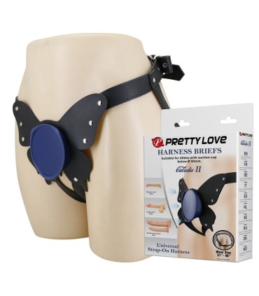 PRETTY LOVE UNIVERSAL STRAP ON HARNESS BRIEFS BLACK AND BLUE