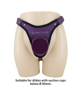 PRETTY LOVE UNIVERSAL STRAP ON HARNESS BRIEFS PURPLE AND BLACK