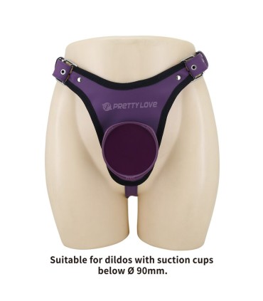 PRETTY LOVE UNIVERSAL STRAP ON HARNESS BRIEFS PURPLE AND BLACK