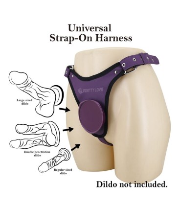 PRETTY LOVE UNIVERSAL STRAP ON HARNESS BRIEFS PURPLE AND BLACK