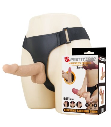 PRETTY LOVE ZANE HARNESS WITH FLEXIBLE DILDO 17 CM O 43 CM NATURAL