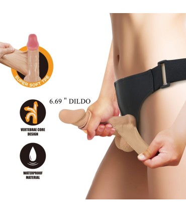 PRETTY LOVE ZANE HARNESS WITH FLEXIBLE DILDO 17 CM O 43 CM NATURAL