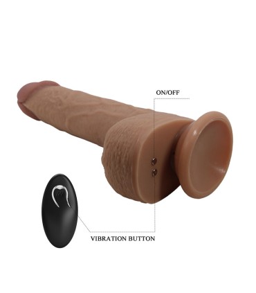 PRETTY LOVE TOMMY REALISTIC THRUSTING VIBRATOR WITH REMOTE CONTROL DARK BROWN