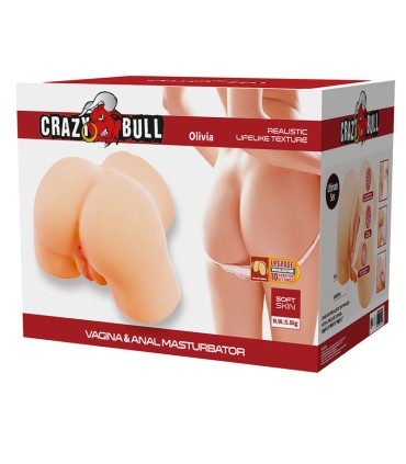 CRAZY BULL OLIVIA DOUBLE VAGINAL AND ANAL VIBRATING MASTURBATOR FLESH