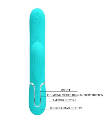 PRETTY LOVE PERLITA VIBRADOR PUNTO G 3 EN 1 MULTIFUNCION VERDE AGUA