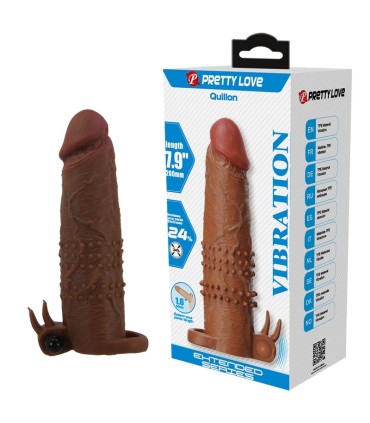 PRETTY LOVE QUILLON VIBRATING PENIS SLEEVE 20 CM O 4 CM BROWN