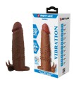 PRETTY LOVE - QUILLON VIBRATING PENIS SLEEVE 20 CM Ø 4 CM BROWN