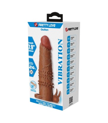 PRETTY LOVE QUILLON VIBRATING PENIS SLEEVE 20 CM O 4 CM BROWN