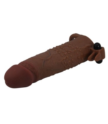 PRETTY LOVE QUILLON VIBRATING PENIS SLEEVE 20 CM O 4 CM BROWN