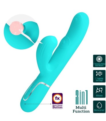 PRETTY LOVE PERLITA VIBRADOR PUNTO G 3 EN 1 MULTIFUNCION VERDE AGUA