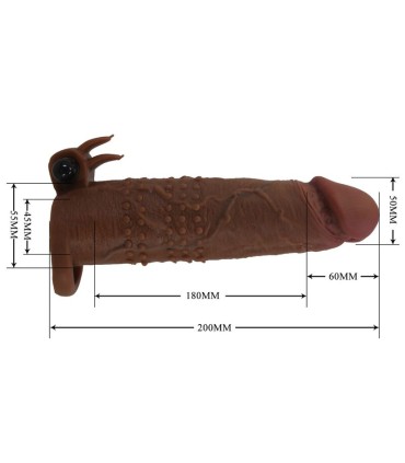 PRETTY LOVE QUILLON VIBRATING PENIS SLEEVE 20 CM O 4 CM BROWN