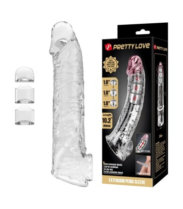 PRETTY LOVE ADJUSTABLE PENIS EXTENSION SLEEVE 26 CM O 4 CM TRANSPARENT